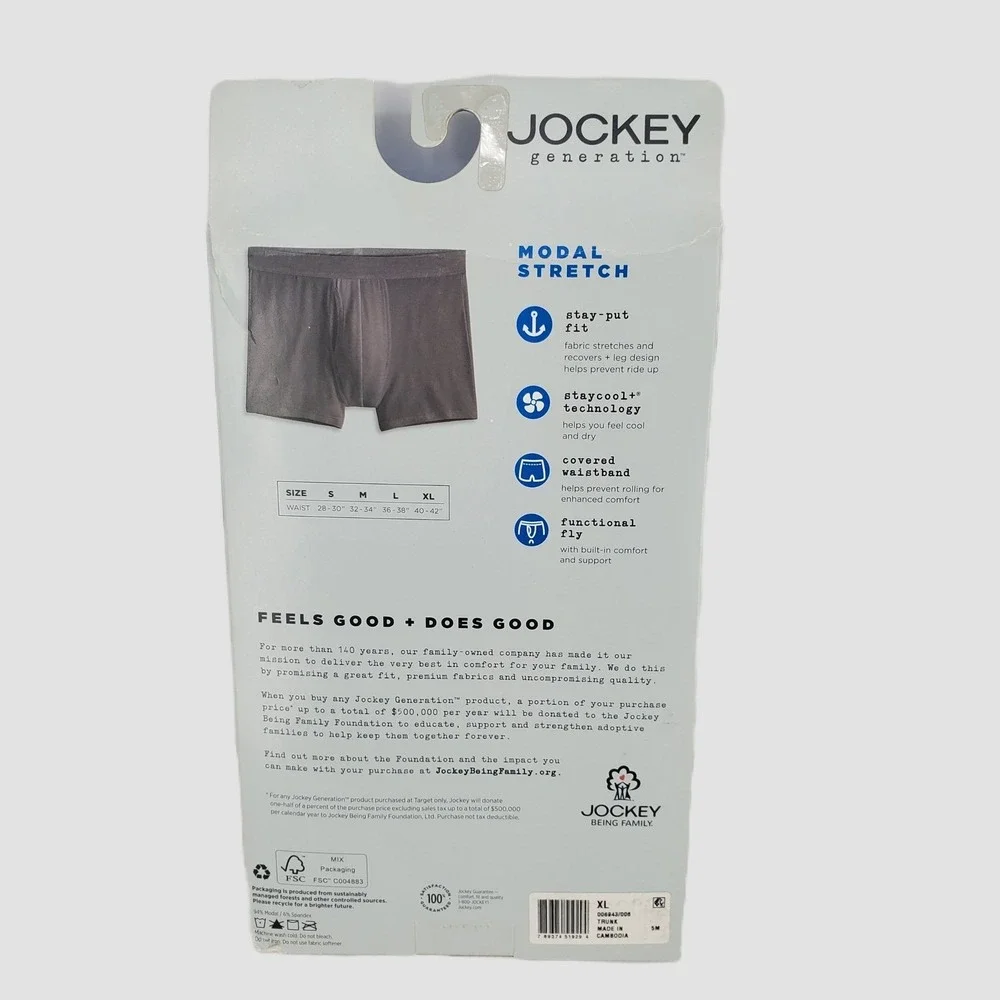 Jockey Generation Mens XL Modal Stretch Trunks 2 Pack Blue Camo 40-42 New 006943